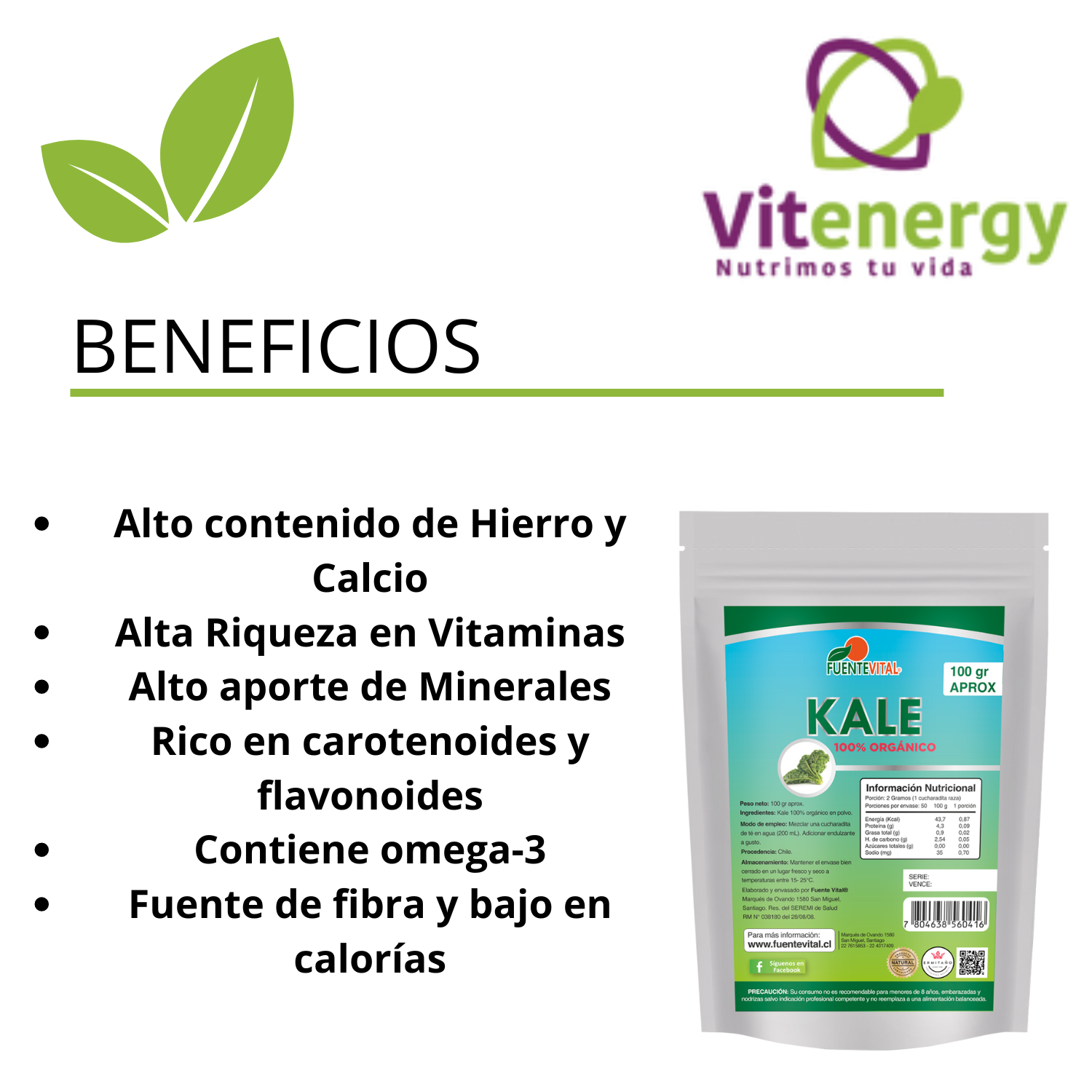 SUPLEMENTO FUENTE VITAL KALE ORGANICO MICROPULVERIZADO OFERTA POLVO 100 GR - 2