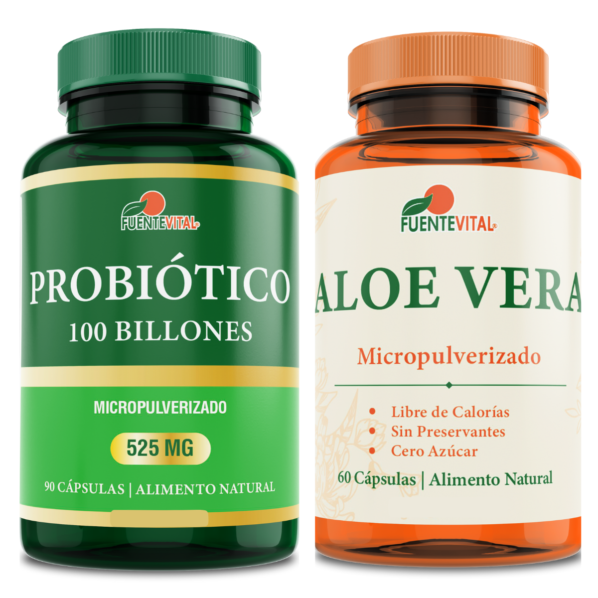 PACK PROBIOTICO FUENTE VITAL 100 BILLONES 10 CEPAS + ALOE VERA - 1