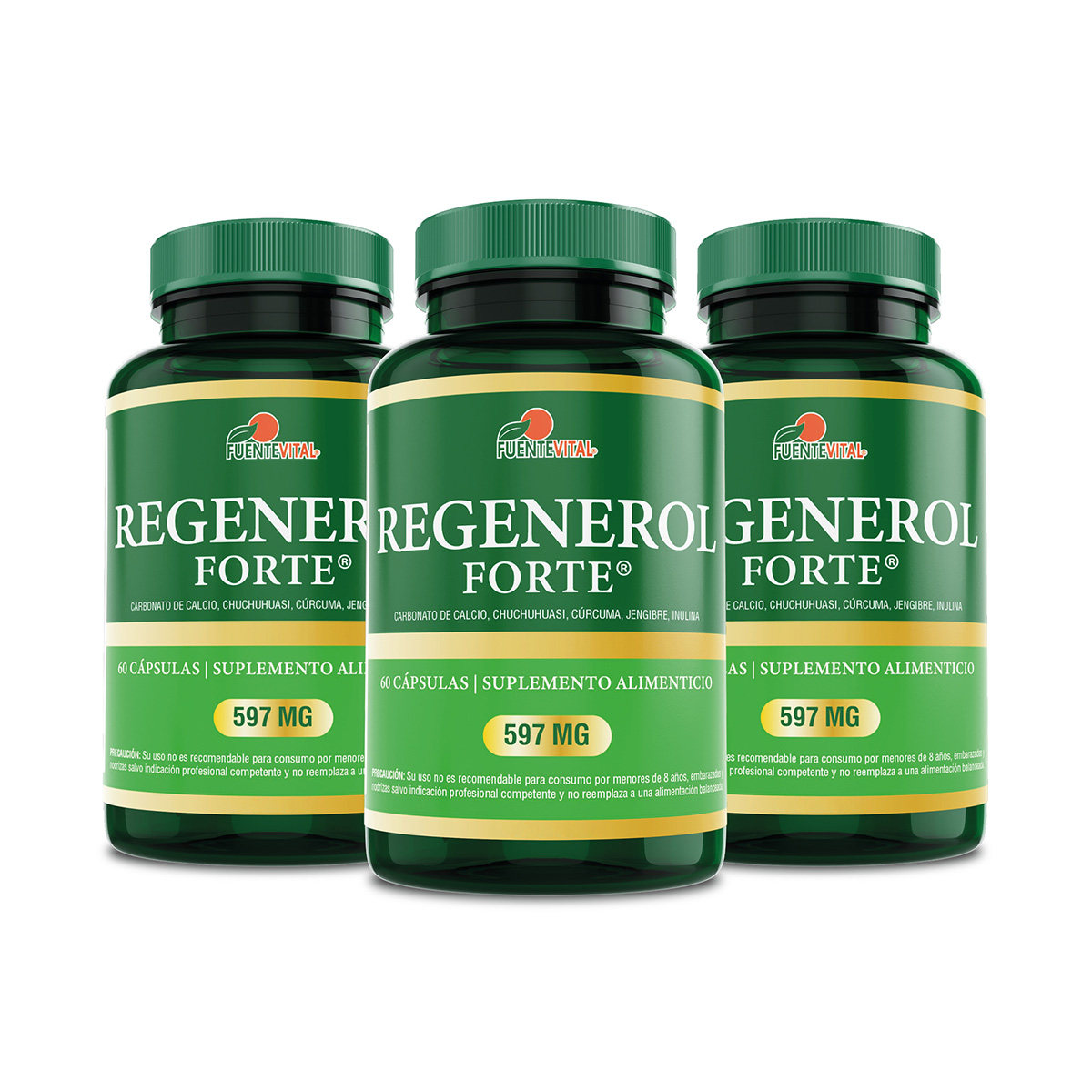 PACK 3 SUPLEMENTO FUENTE VITAL REGENEROL VITAMINAS HUESOS ARTICULACIONES - 1