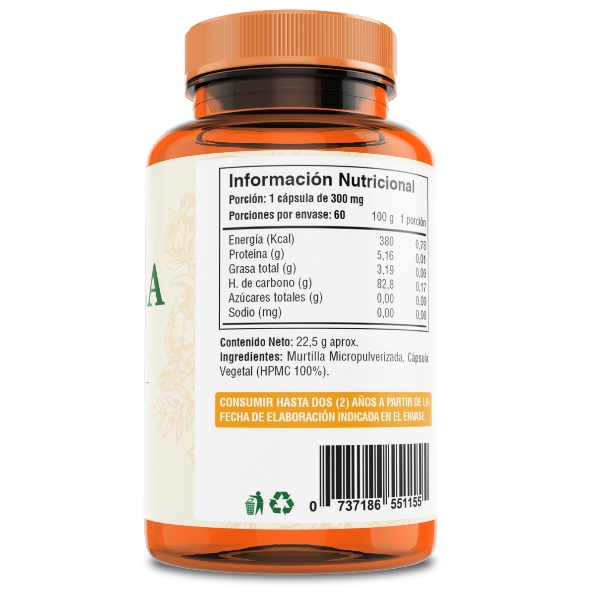 MURTILLA ANTIOXIDANTE FUENTE VITAL PIEL CELULITIS CAPSULAS 60 UN - 3