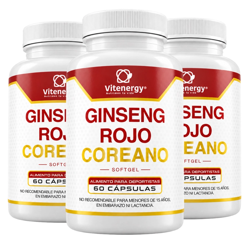 PACK 3 SUPLEMENTO FUENTE VITAL GINSENG ROJO COREANO 720 MG CAPSULA GEL - 1