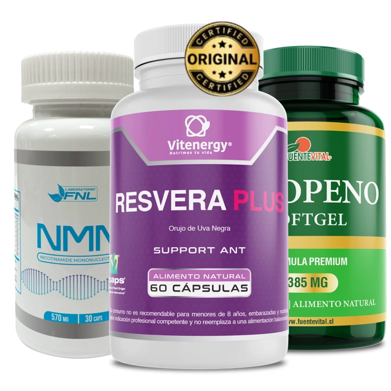 RESVERATROL + LICOPENO + NMN NAD | POTENTE PACK ANTIOXIDANTES - 1