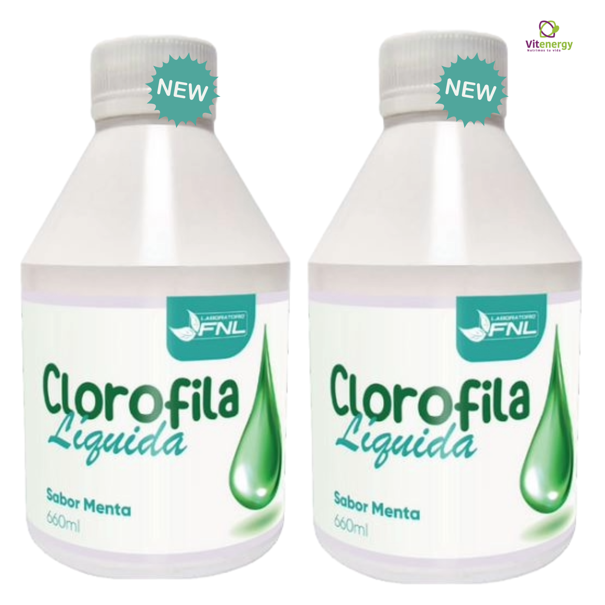 CLOROFILA LIQUIDA 660ML SABOR MENTA FNL DESINTOXICANTE - PACK X2 - 1