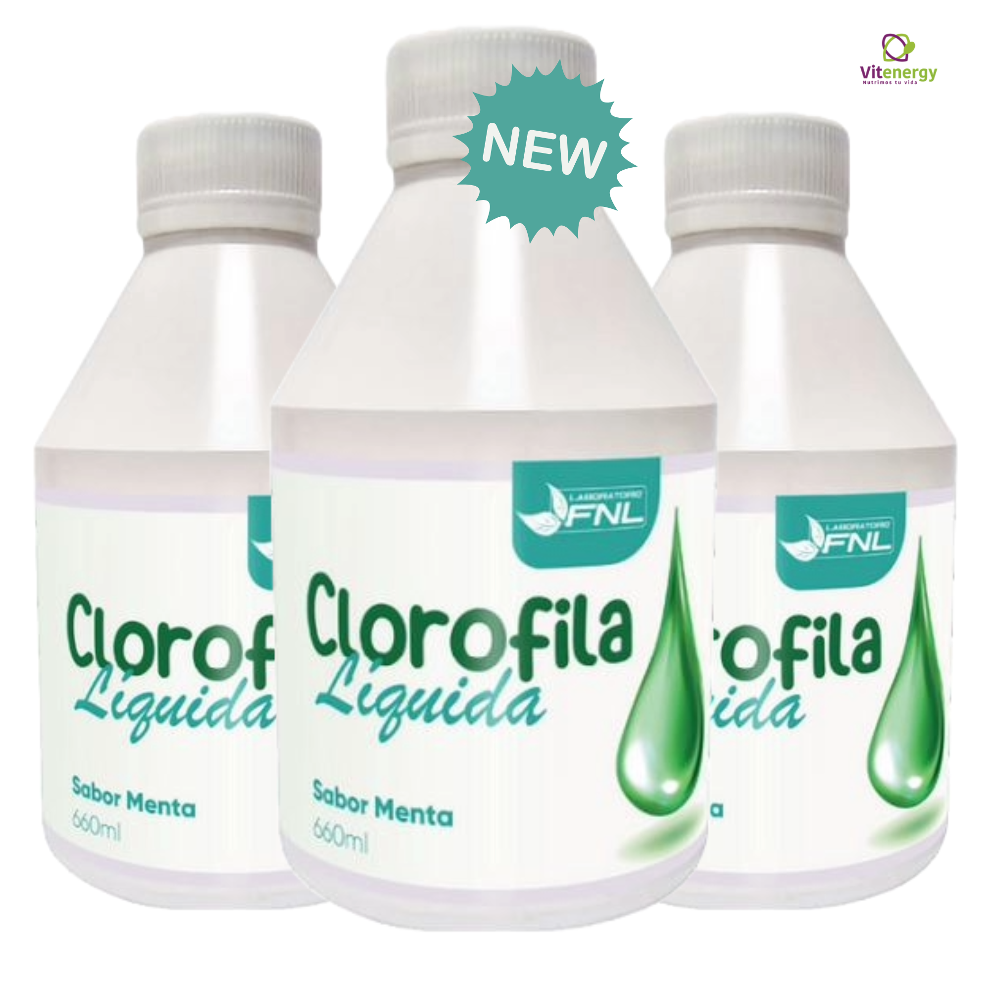 CLOROFILA LIQUIDA 660ML SABOR MENTA FNL DESINTOXICANTE - PACK X3 - 1