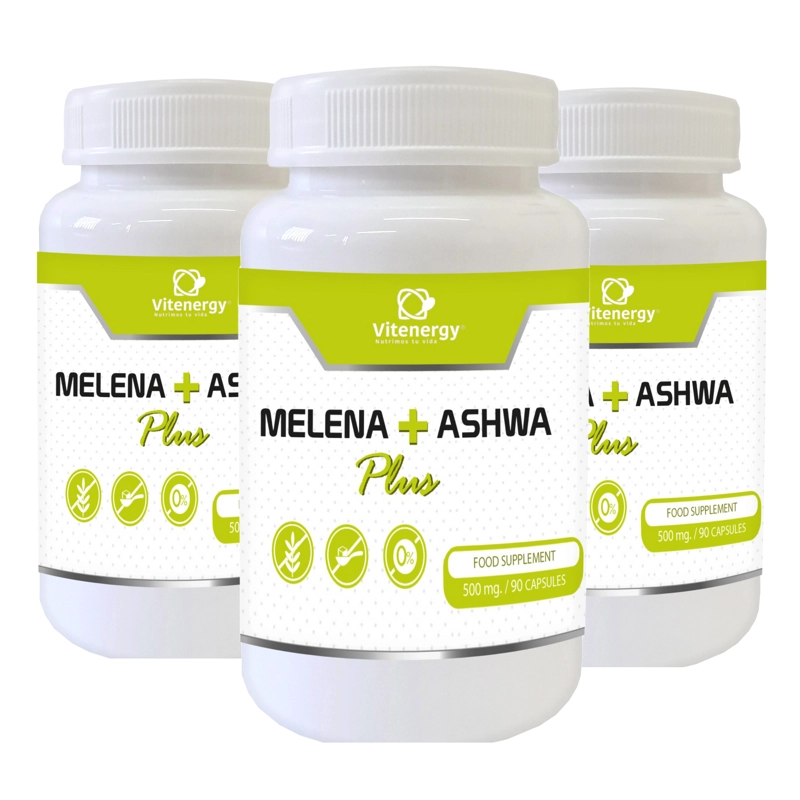 ASHWAGANDHA + MELENA DE LEON  - 90 CAPSULAS - 500 MG - PACK X3 - 1