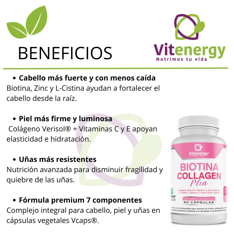 RESVERATROL + COLAGENO VERISOL Y BIOTINA: PACK ANTIEDAD ANTIOXIDANTE VITENERGY - 5