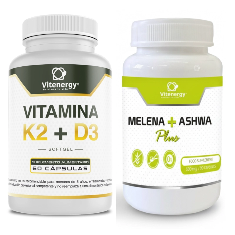 ASHWAGANDHA + MELENA DE LEON + VITAMINAS K2 D3 - PACK VITENERGY - 1