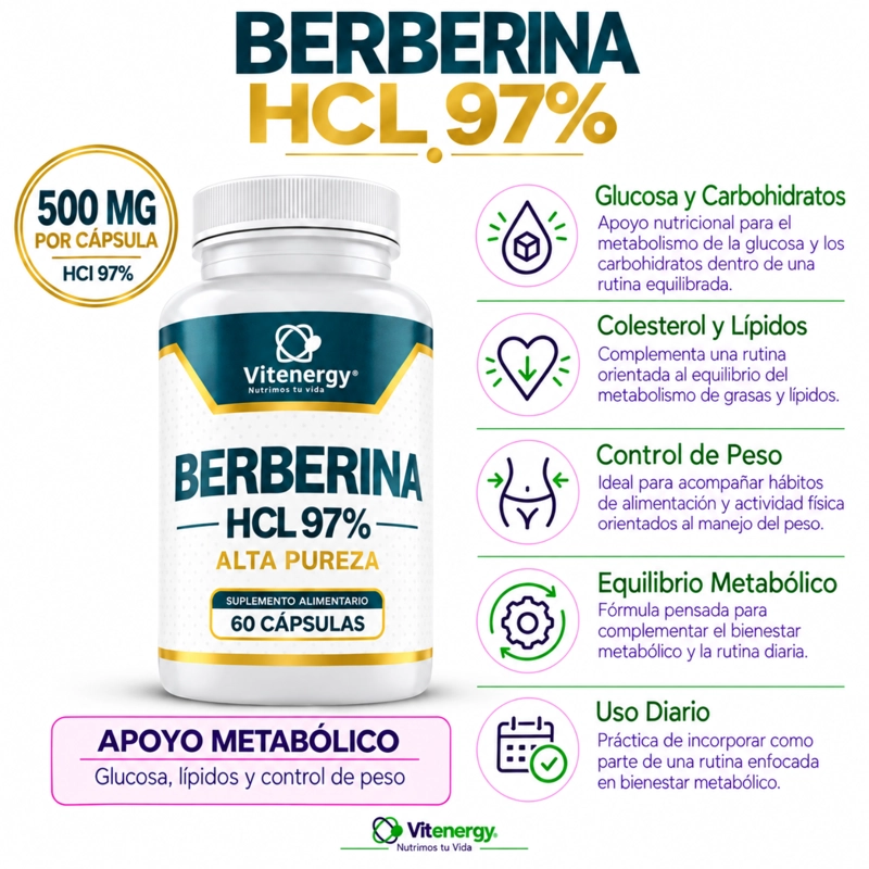 BERBERINA ALTA PUREZA HCL 97%  + BERGAMOTA GLUCOSA Y METABOLISMO - 2