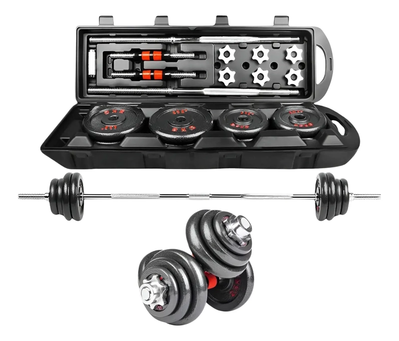 Set 50 Kilos Maleta, Mancuernas, Barra Y Discos - 1