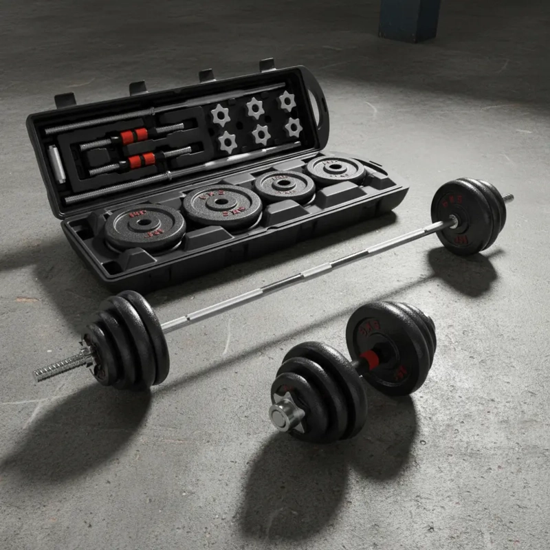 Set 50 Kilos Maleta, Mancuernas, Barra Y Discos - 3