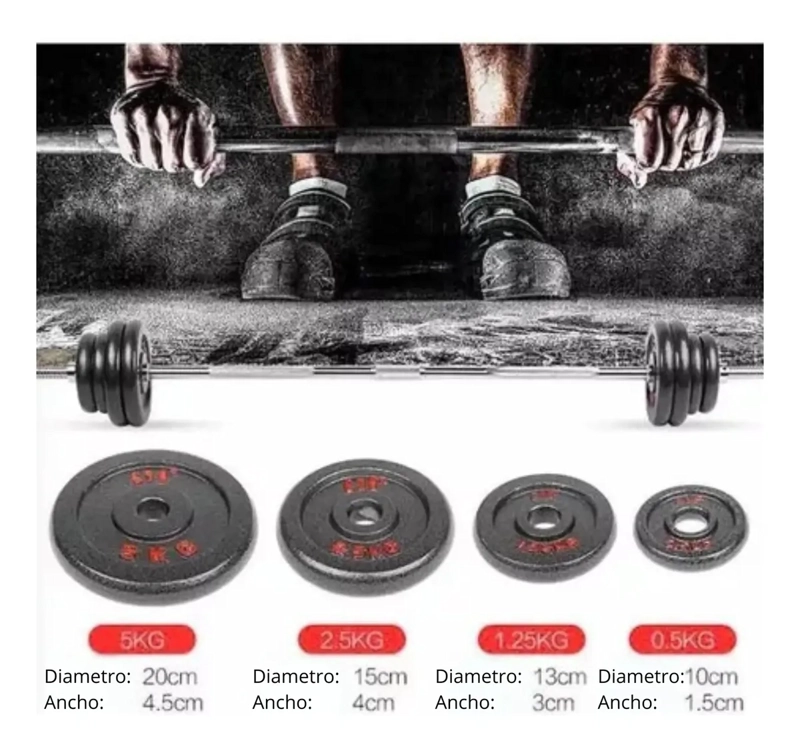 Set 50 Kilos Maleta, Mancuernas, Barra Y Discos - 4