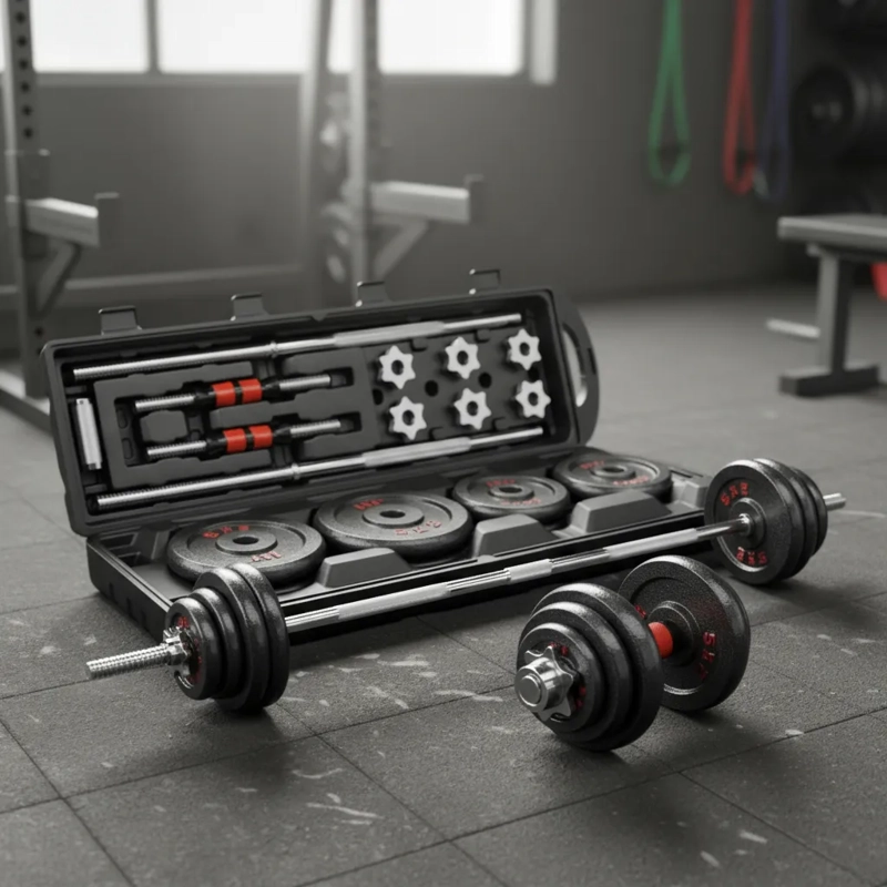 Set 50 Kilos Maleta, Mancuernas, Barra Y Discos - 5