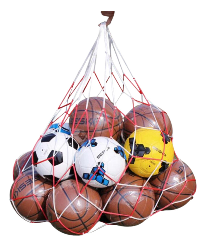 MALLA FUTBOL GRANDE PORTA BALONES BASQUETBOL VOLEIBOL ROJO - 1