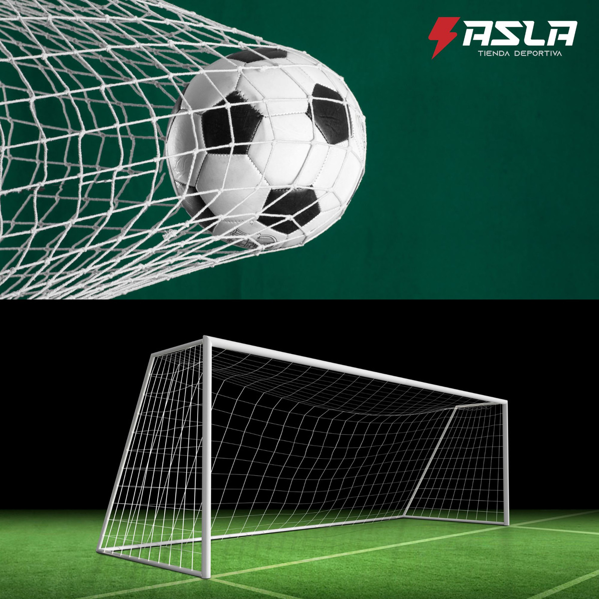 2 REDES PARA ARCO NYLON DE FÚTBOL 11 MALLAS TRENZADAS - 2