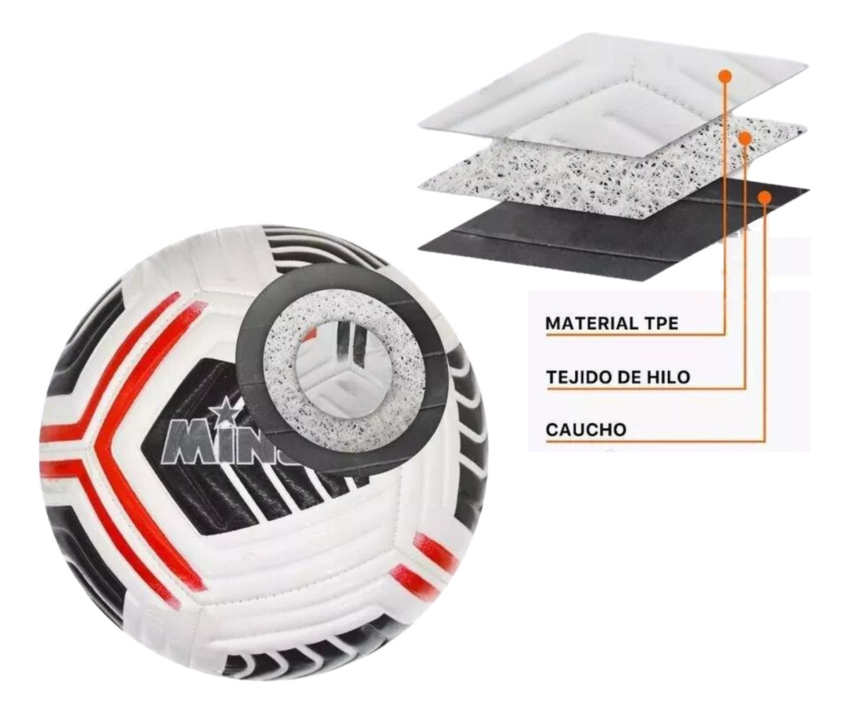 BALÓN FÚTBOL N° 5 PREMIUN REFORZADO 3 CAPAS ROJO - 5