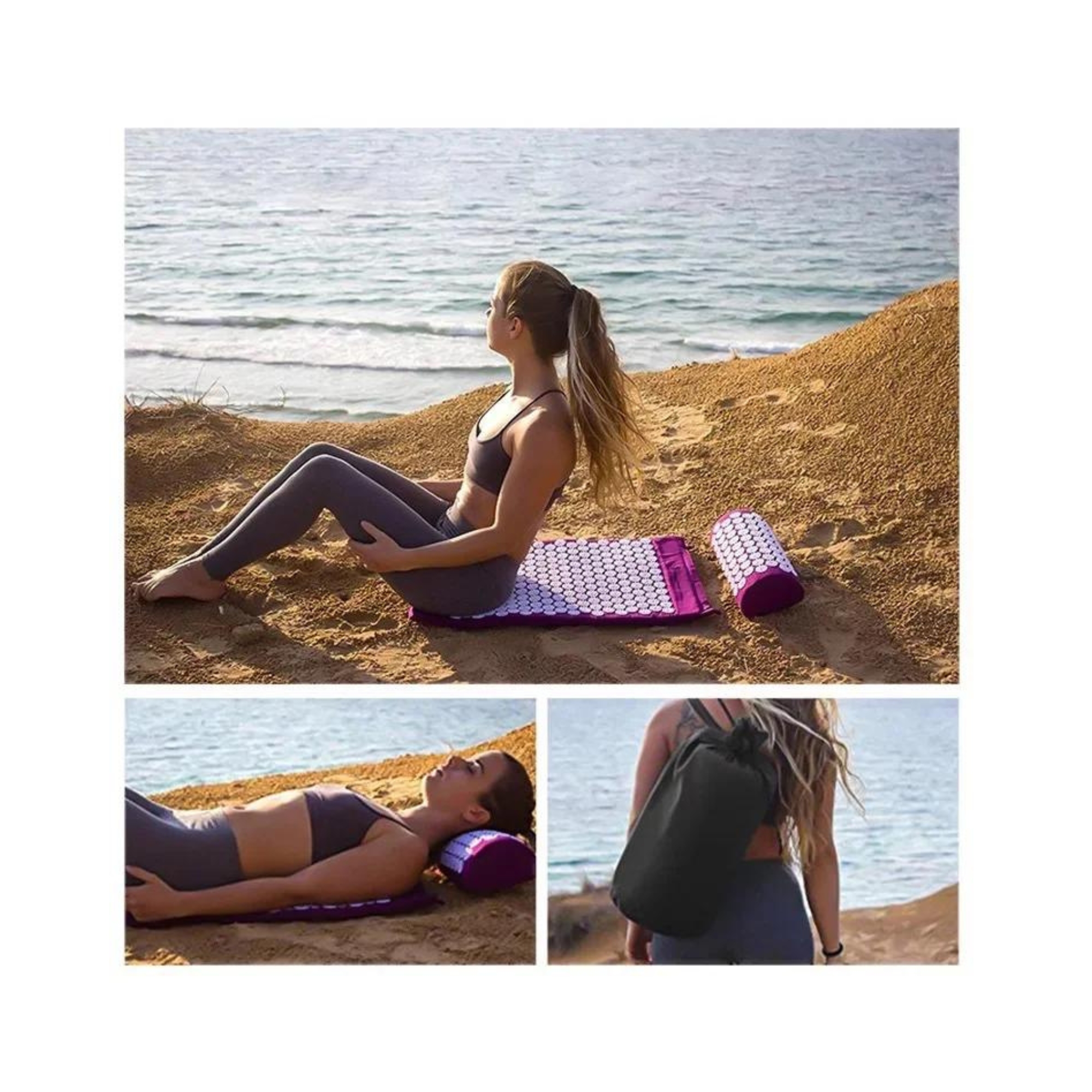 ALFOMBRA ASLA.CL 40 CM ALMOHADA ESTERILLA DE YOGA PARA ACUPRESIÓN AZUL - 2