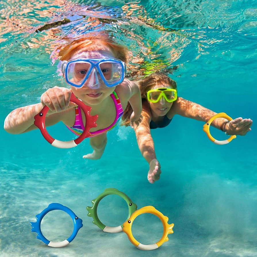 SET SIN MARCA DE 4 ANILLOS DE BUCEO DE PECES PARA NIÑOS NATACIÓN JUEGO - 4