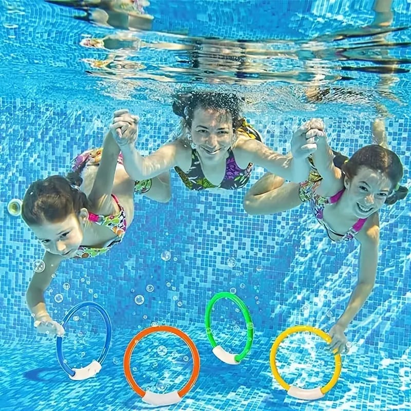 SET SIN MARCA DE 4 ANILLOS DE BUCEO DE PECES PARA NIÑOS NATACIÓN JUEGO - 5