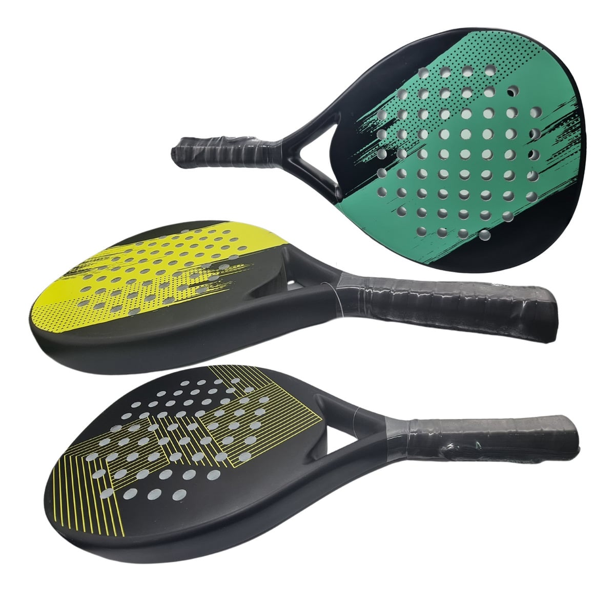 PALA PADEL SIN MARCA ASLA.CL FIBRA DE CARBONO 38 MM RAQUETA LINEAS AMARILLAS - 3