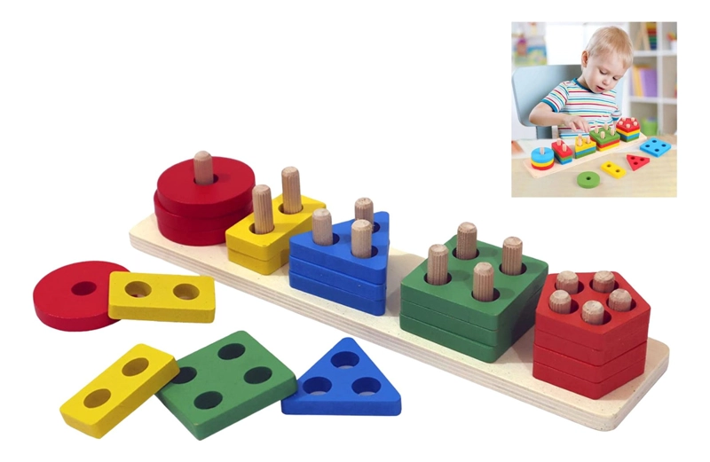 JUGUETE MADERA NIÑOS ENCAJE DIDÁCTICO APILABLE MONTESSORI - 1