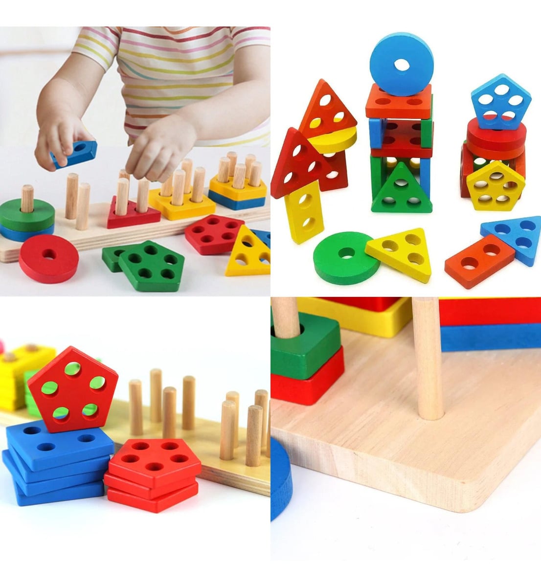 JUGUETE MADERA NIÑOS ENCAJE DIDÁCTICO APILABLE MONTESSORI - 2