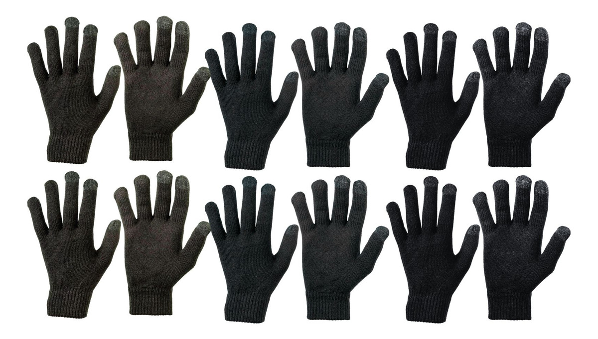 6 GUANTES GRUESOS INVIERNO DE LANA TOUCH UNISEX CELULAR - 1
