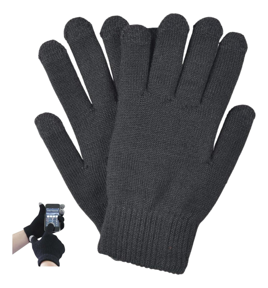 6 GUANTES GRUESOS INVIERNO DE LANA TOUCH UNISEX CELULAR - 2