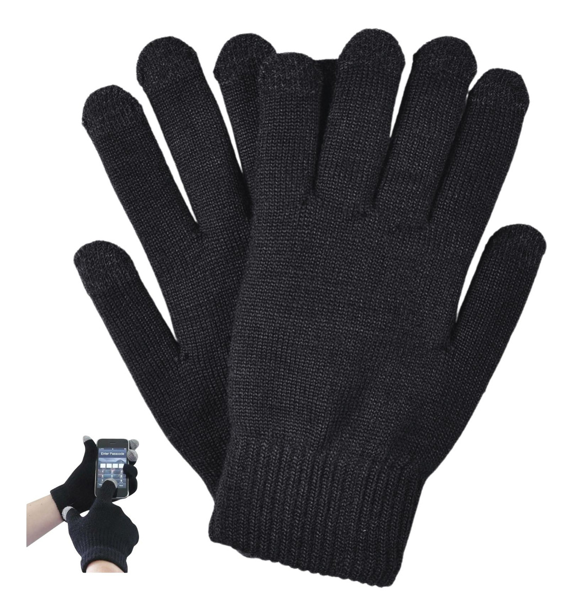 6 GUANTES GRUESOS INVIERNO DE LANA TOUCH UNISEX CELULAR - 3