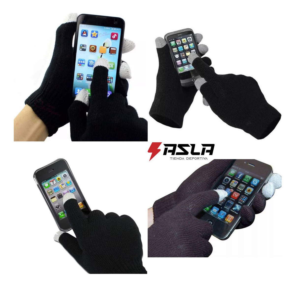 6 GUANTES GRUESOS INVIERNO DE LANA TOUCH UNISEX CELULAR - 5