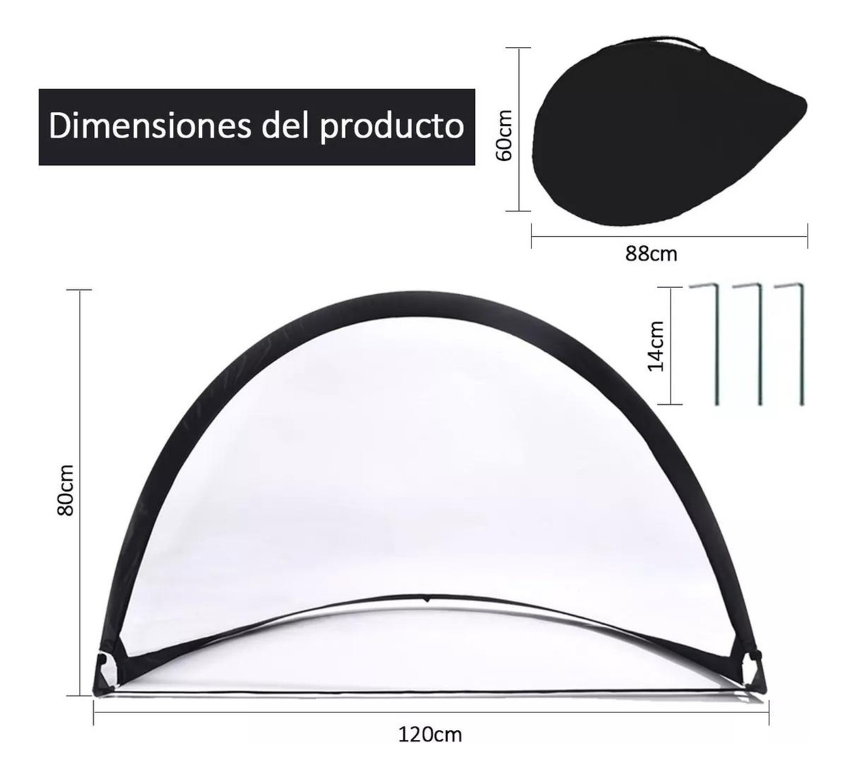 ARCO DE FUTBOL PLEGABLE ARMADO CON BOLSA DE TRANSPORTE - 2