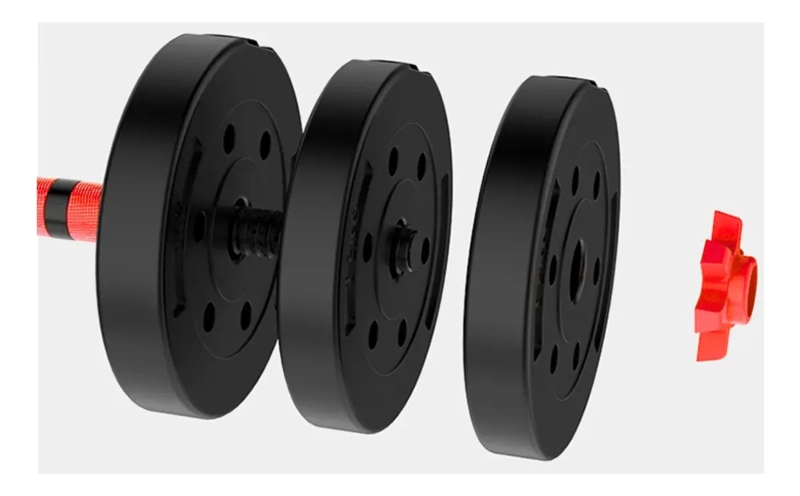 SET PESAS MANCUERNAS 50KG AJUSTABLES CON BARRA EXTENSORA KIT - 8