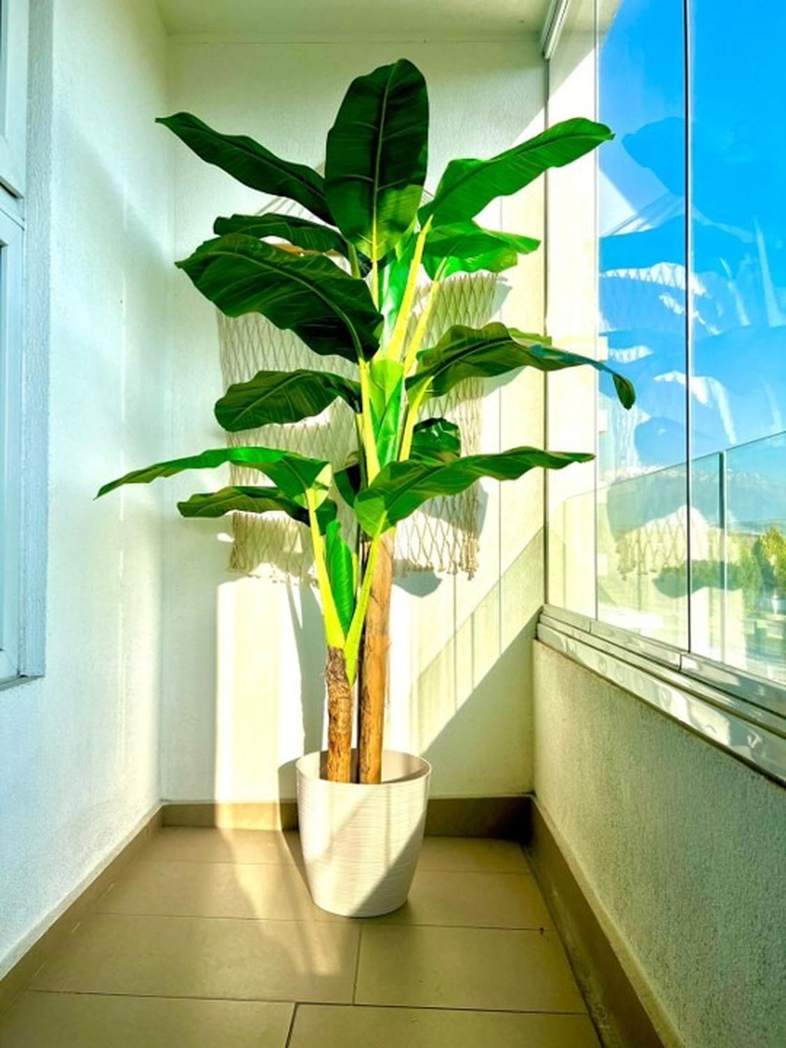 PLANTA ARTIFICIAL DECORATIVA ARBOL GRANDE BANANO 180CM 14HJS - 4