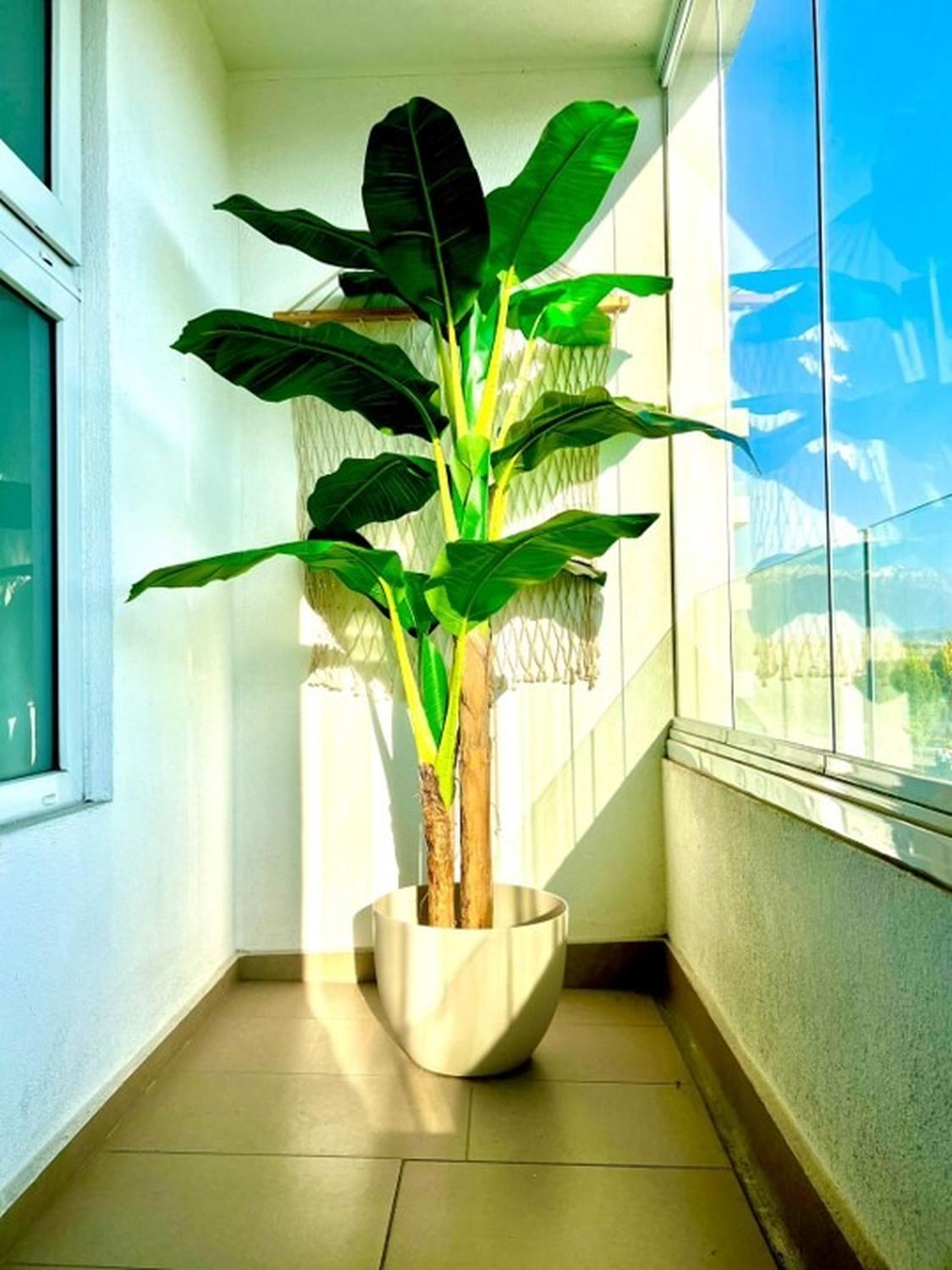 PLANTA ARTIFICIAL DECORATIVA ARBOL GRANDE BANANO 180CM 14HJS - 5