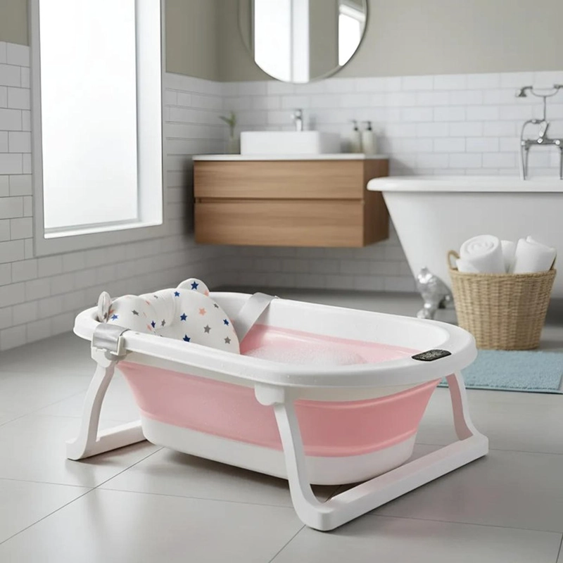 BAÑERA JAGIMA PLEGABLE BEBÉ + MALLA + TERMÓMETRO - 4