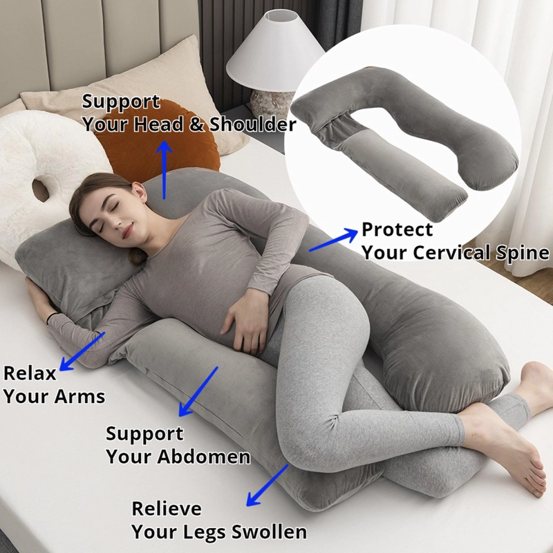 COJIN ALMOHADA MATERNAL GRIS PRE Y POST NATAL FUNDA MUY SUAV - 6