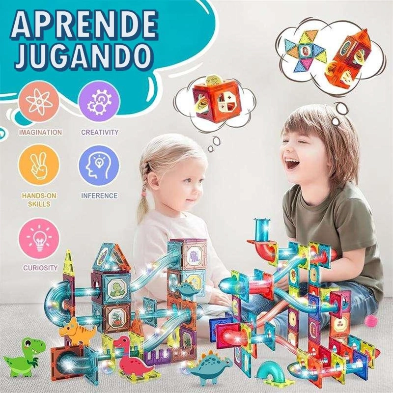JUEGO DE BLOQUES MAGNE TICOS 125 PIEZAS PISTA CON PELOTAS - 2
