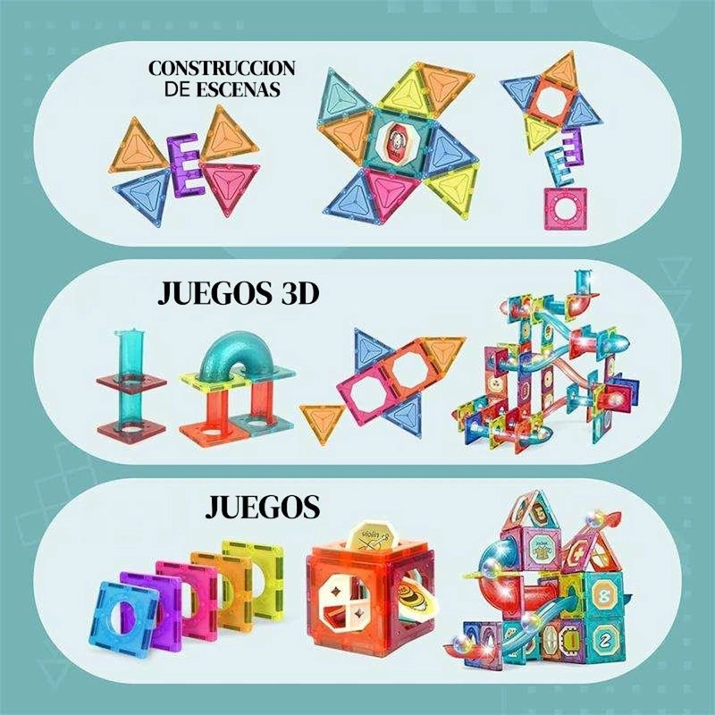 JUEGO DE BLOQUES MAGNE TICOS 125 PIEZAS PISTA CON PELOTAS - 6