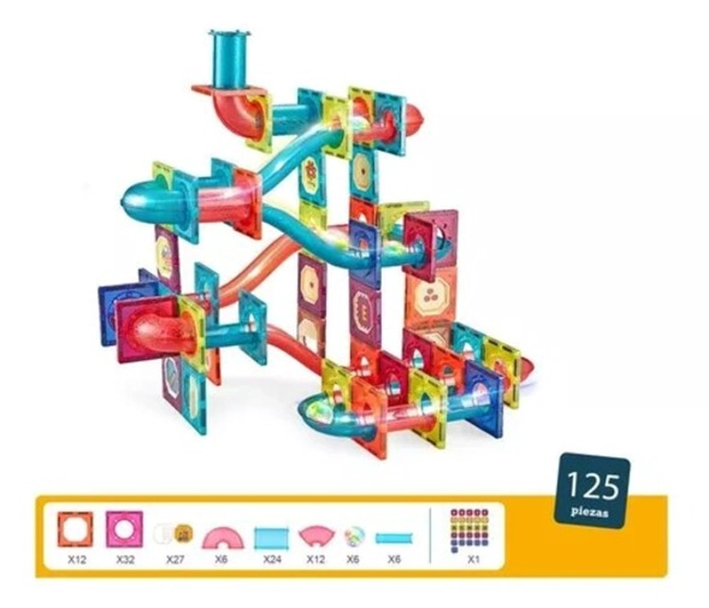 JUEGO DE BLOQUES MAGNE TICOS 125 PIEZAS PISTA CON PELOTAS - 8