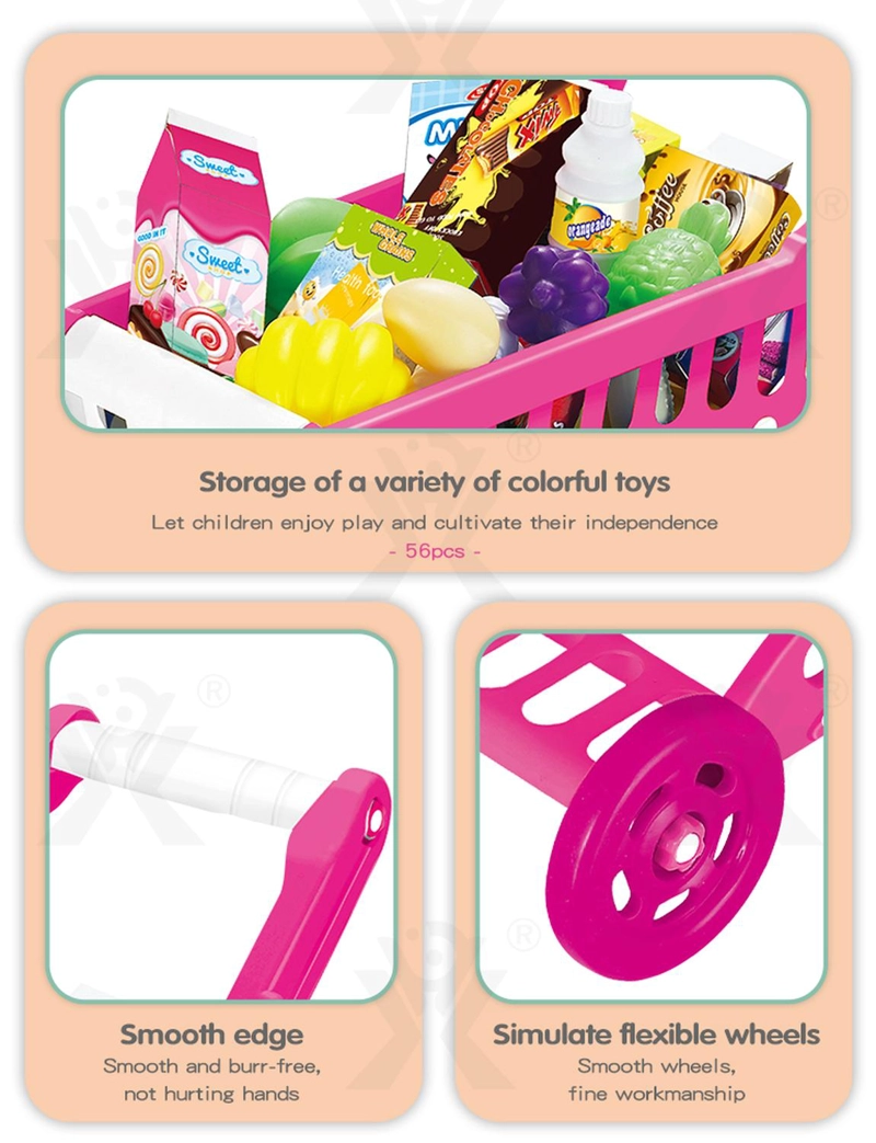 CARRITO DE COMPRA SUPERMERCADO PARA NIÑOS 56 PIEZAS COLORES - 9