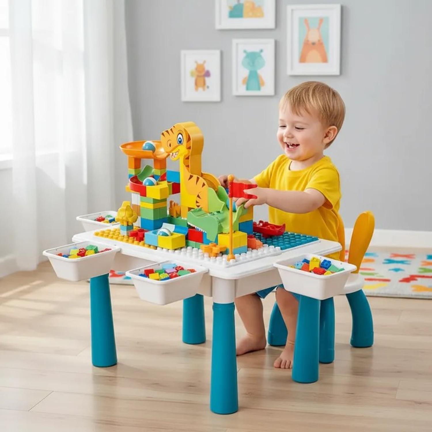 MESA DIDACTICA DE BLOQUES CONSTRUCCION C/SILLA 104 PCS 6 EN 1 MULTICOLOR - 1