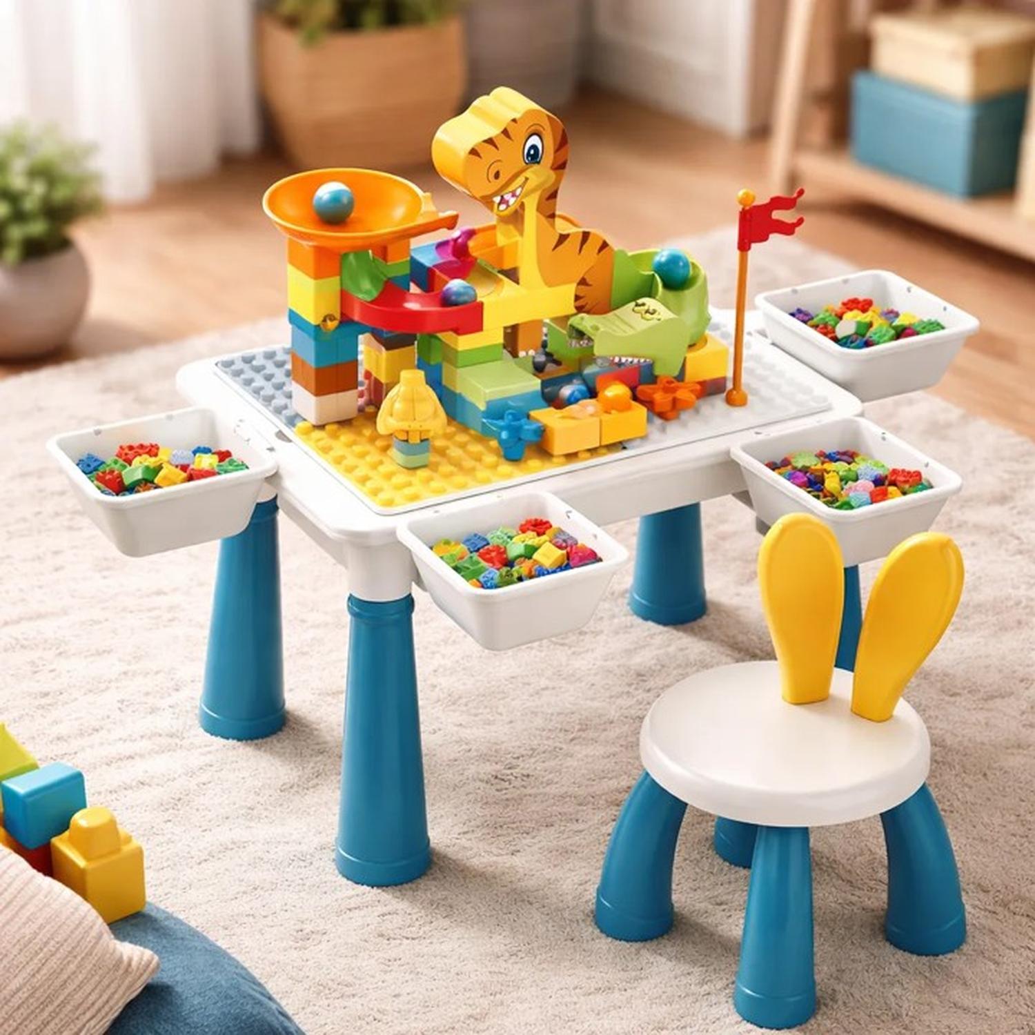 MESA DIDACTICA DE BLOQUES CONSTRUCCION C/SILLA 104 PCS 6 EN 1 MULTICOLOR - 2