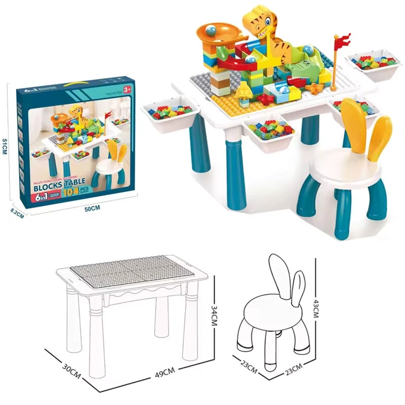 MESA DIDACTICA DE BLOQUES CONSTRUCCION C/SILLA 104 PCS 6 EN 1 MULTICOLOR - 8