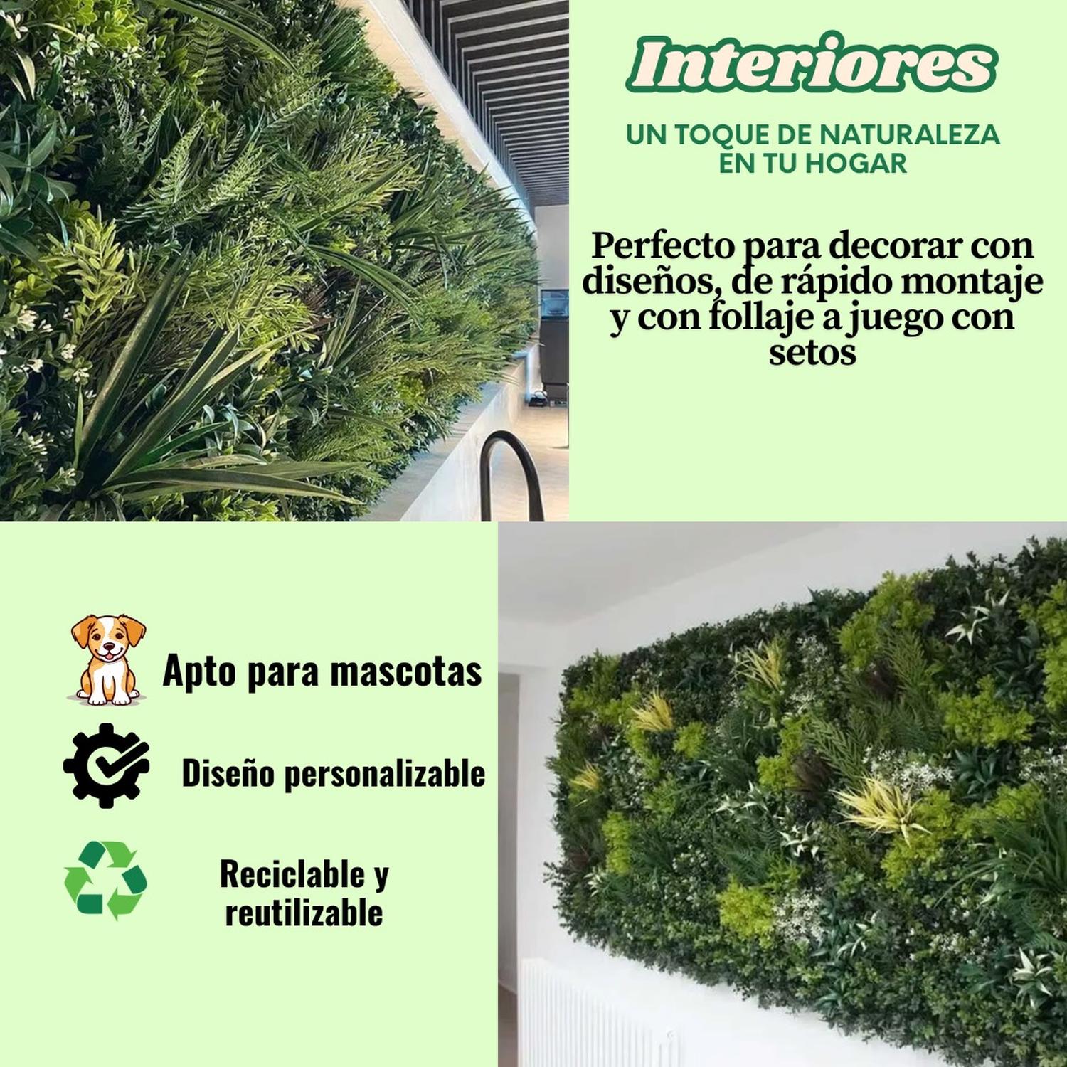 JARDIN MURO VERTICAL ARTIFICIAL A PALMETA PLANTAS 60X40 CM - 4