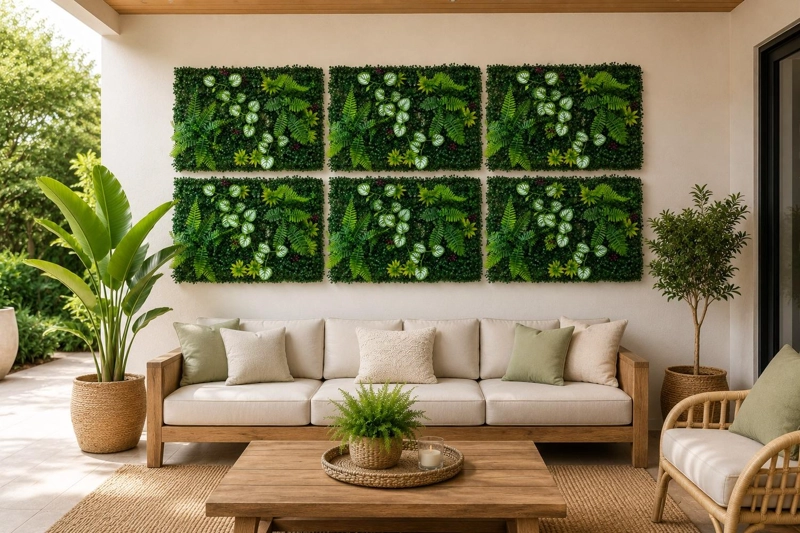 JARDIN MURO VERTICAL ARTIFICIAL D PALMETA PLANTAS 60X40 CM TAMAÑO TALLA UNICA - 2