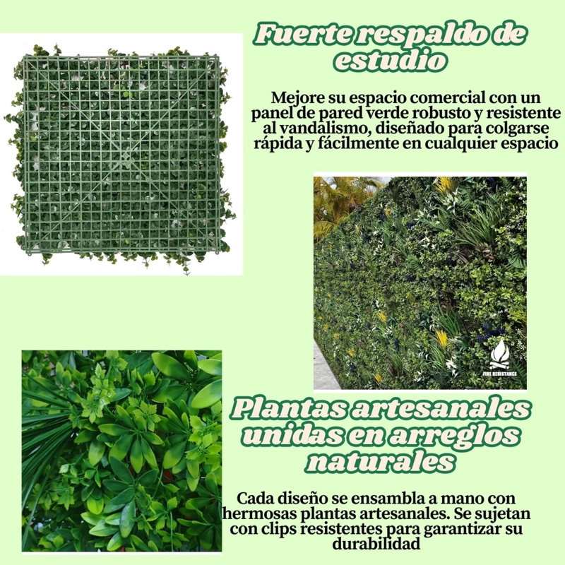 JARDIN MURO VERTICAL ARTIFICIAL D PALMETA PLANTAS 60X40 CM TAMAÑO TALLA UNICA - 5