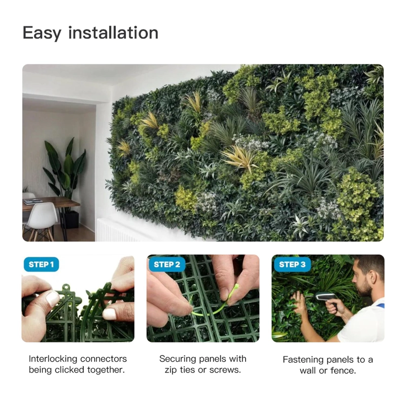 JARDIN MURO VERTICAL ARTIFICIAL D PALMETA PLANTAS 60X40 CM TAMAÑO TALLA UNICA - 7