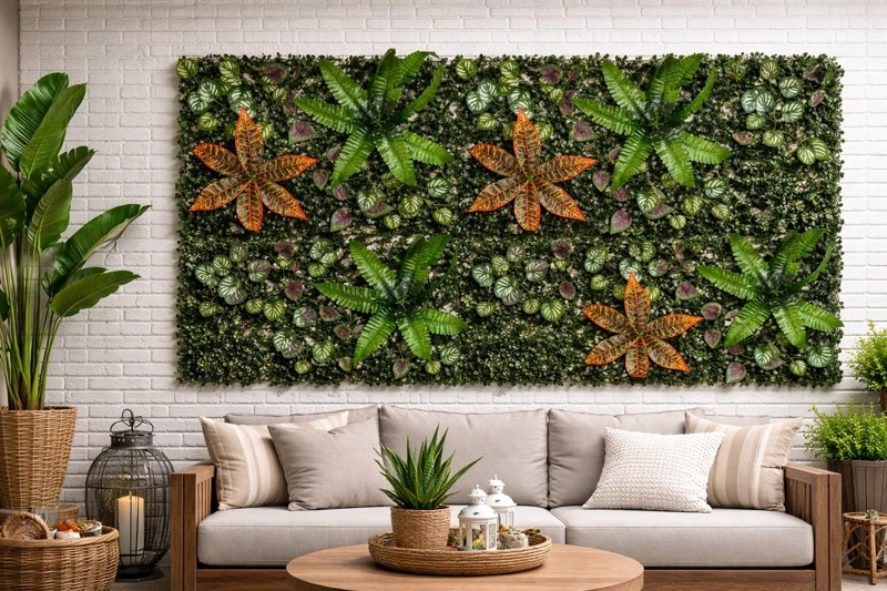 JARDIN MURO VERTICAL ARTIFICIAL C PALMETA PLANTAS 60X40 CM - 3