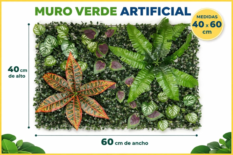 JARDIN MURO VERTICAL ARTIFICIAL C PALMETA PLANTAS 60X40 CM - 4