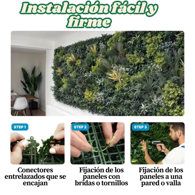 JARDIN MURO VERTICAL ARTIFICIAL C PALMETA PLANTAS 60X40 CM - 7
