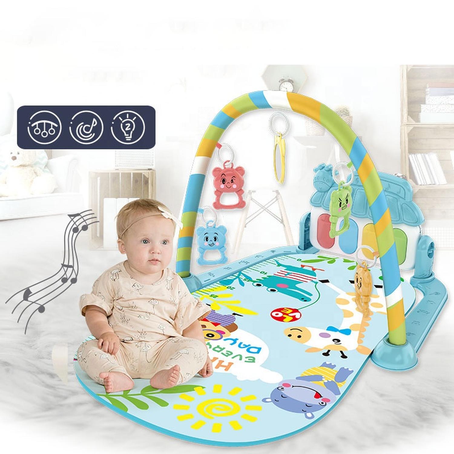 ALFOMBRA GIMNASIO MUSICAL CON PIANO JUGUETE PARA BEBE  AZUL - 6